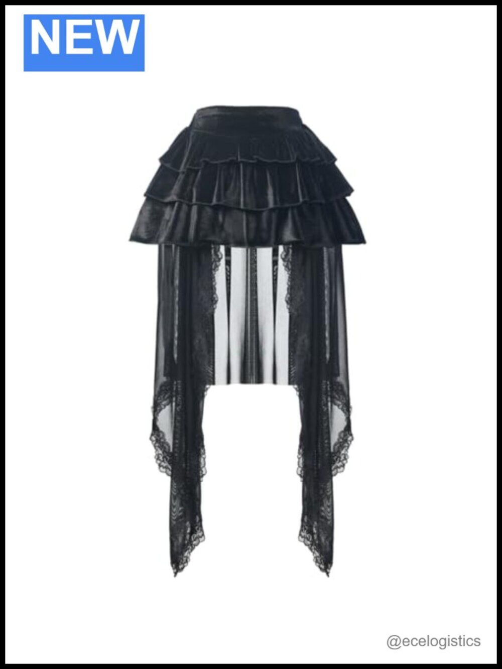 Victorian Gothic Lace High-Low Skirt Lolita Layered A-Line Tulle Bustle